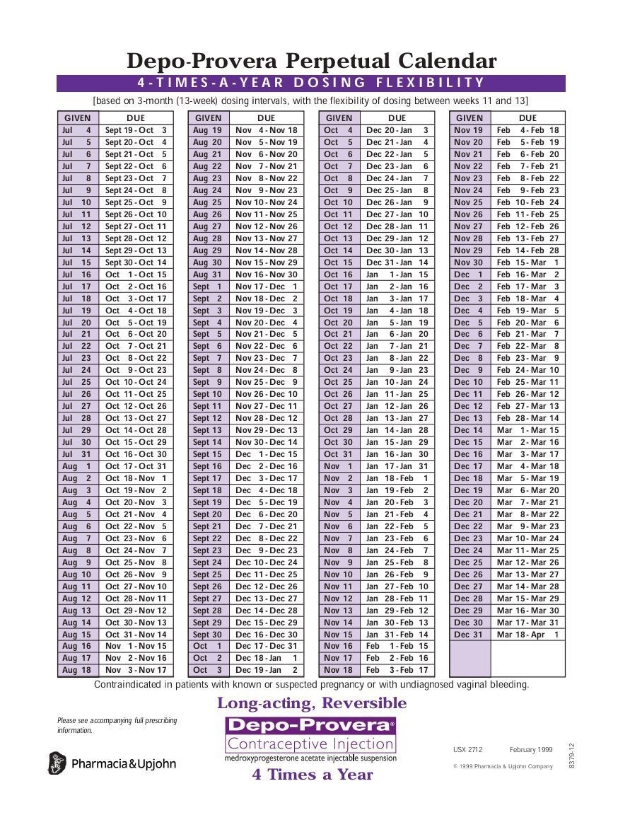 3 months depo provera calendar 41