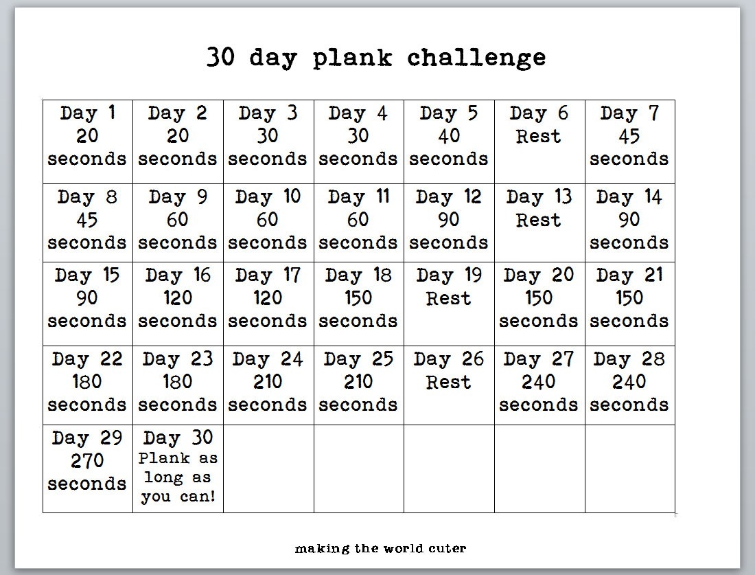 30 day plank challenge printable in word 28