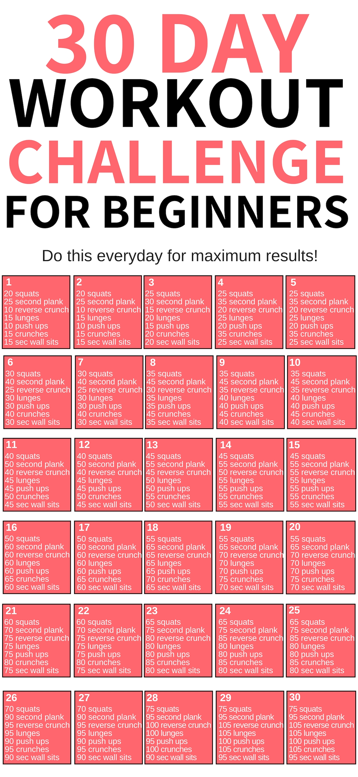 30 day printable workout schedule 1