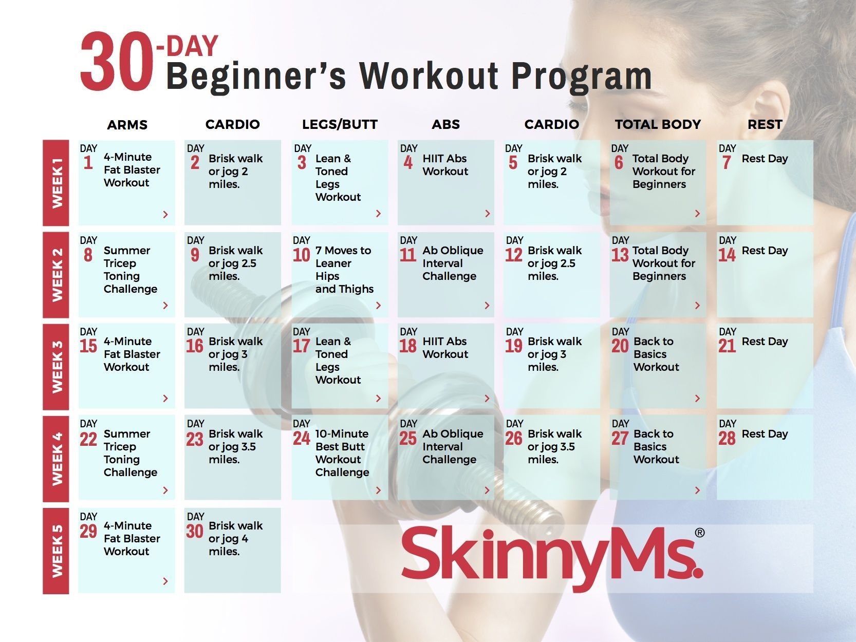 30 day printable workout schedule 16