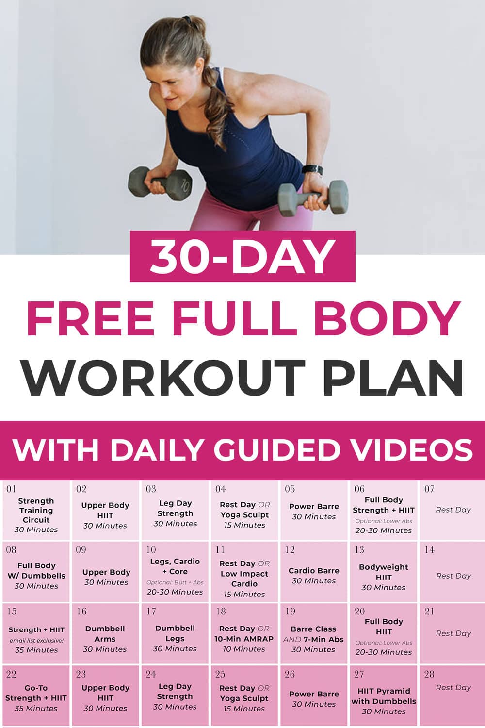 30 day printable workout schedule 2