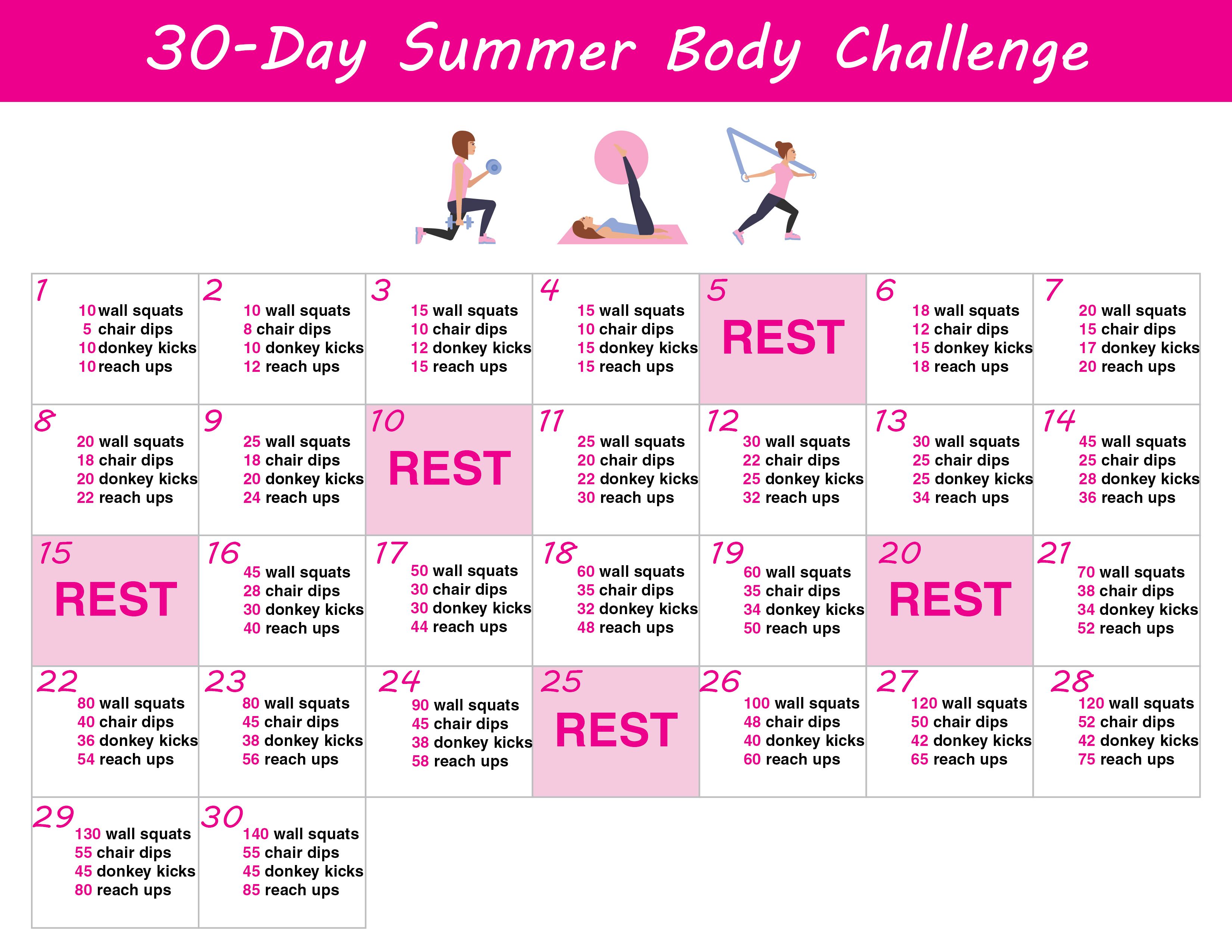 30 day printable workout schedule 25
