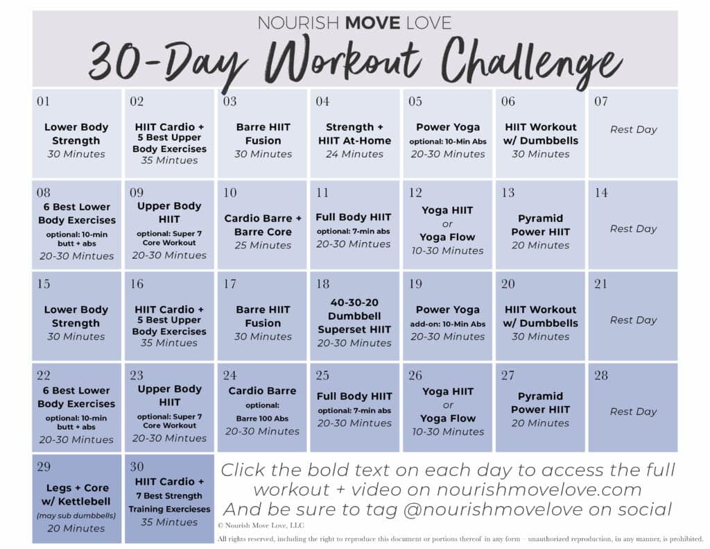 30 day printable workout schedule 32