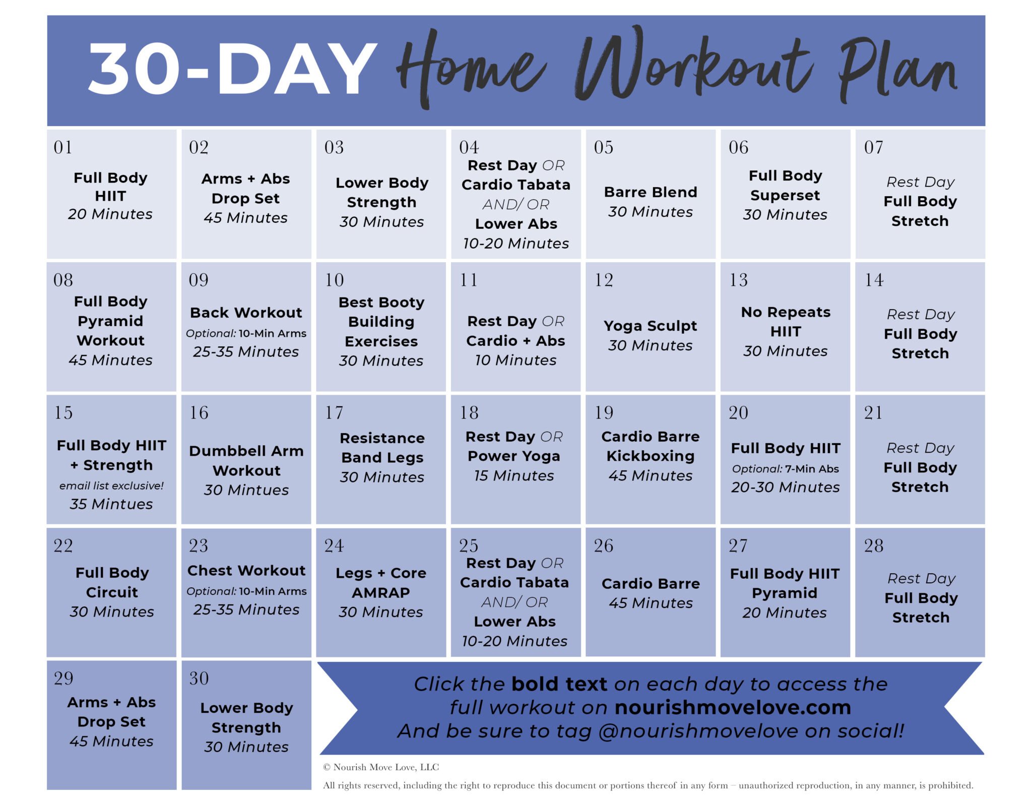 30 day printable workout schedule 38