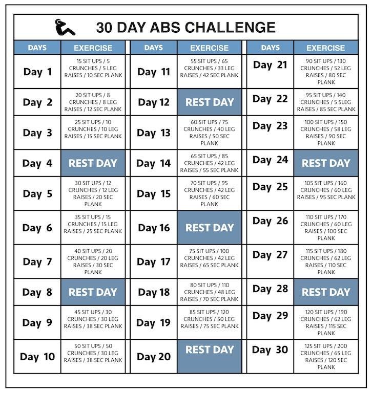 30 day printable workout schedule 41