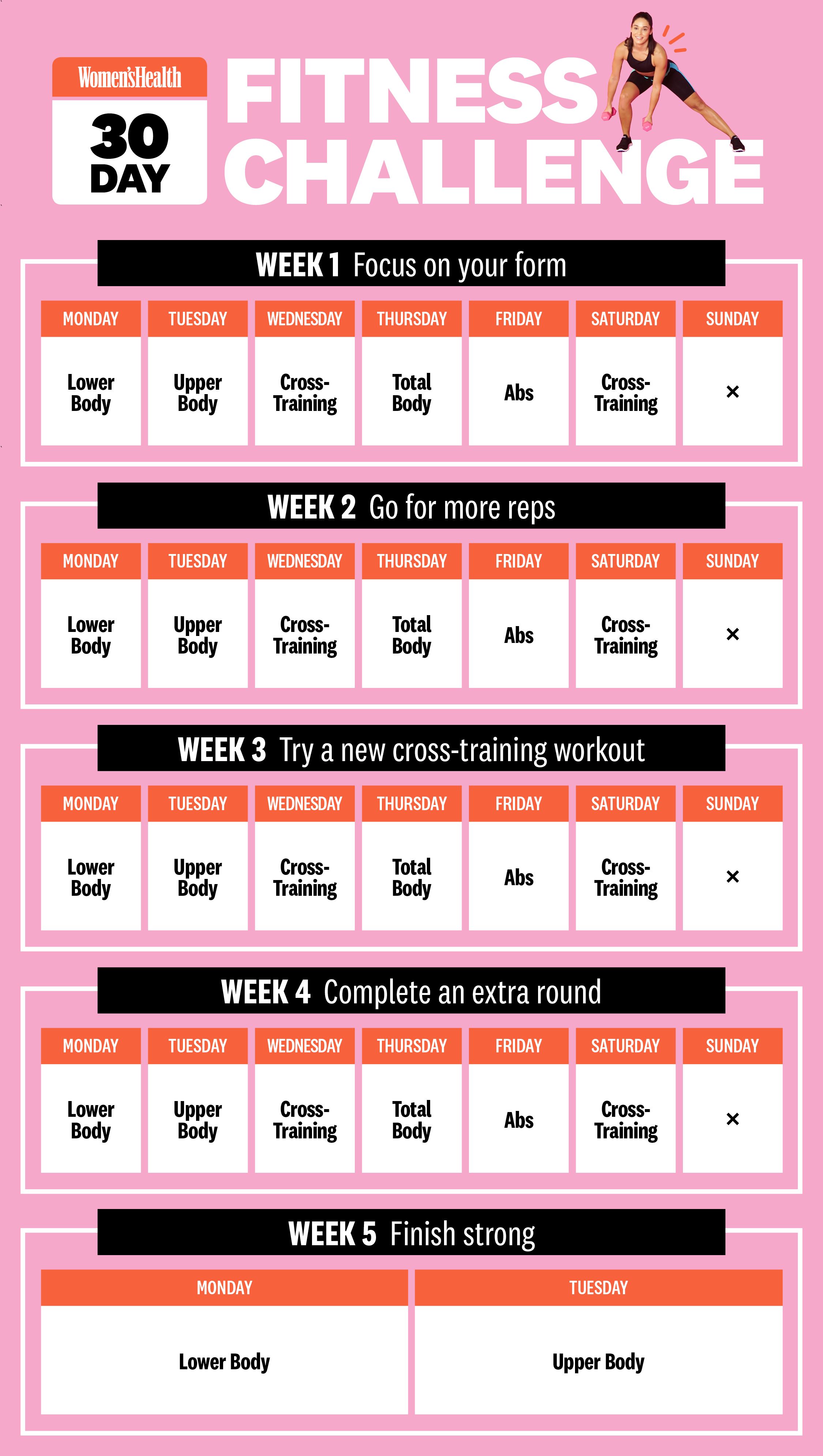 30 day printable workout schedule 52