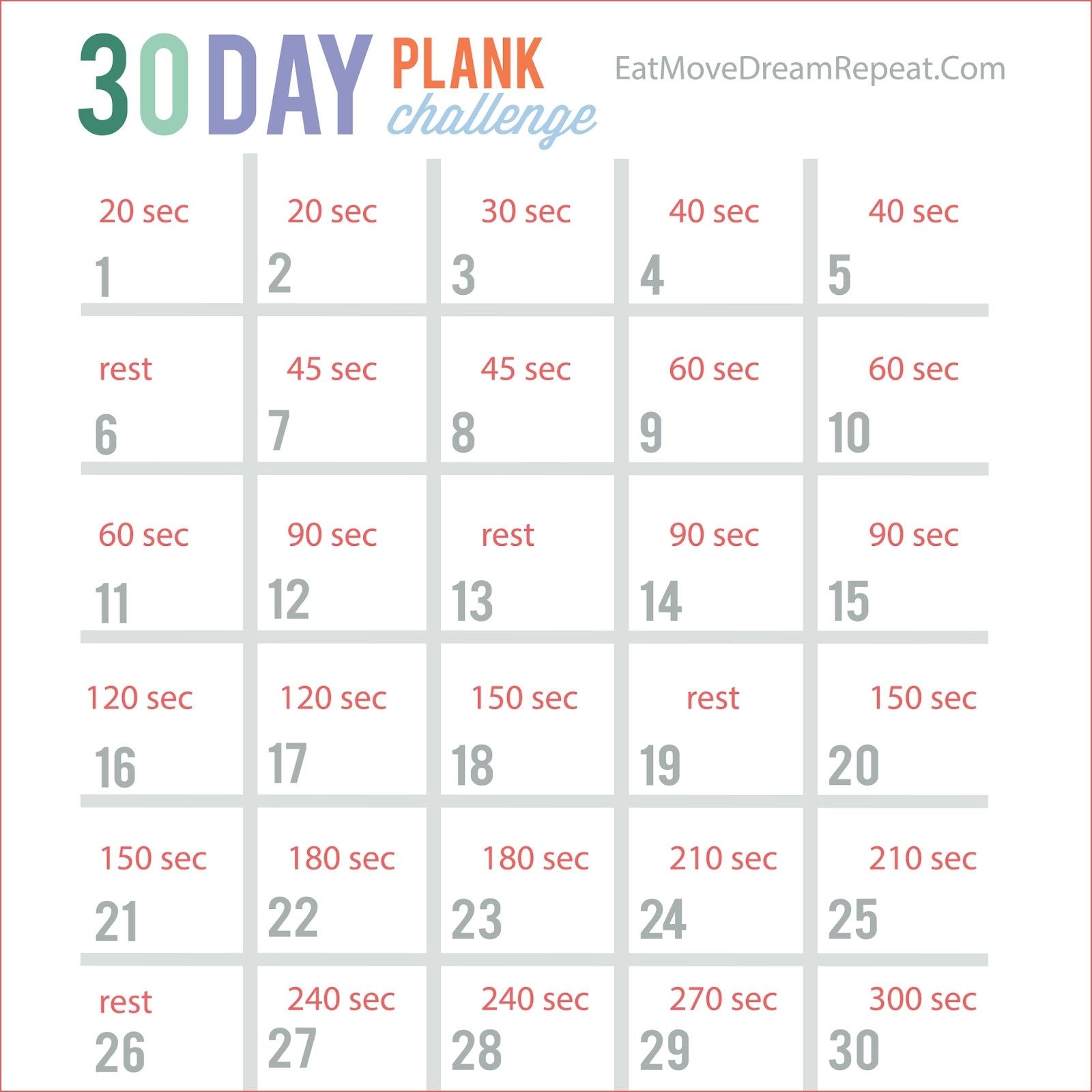 30 day printable workout schedule 57