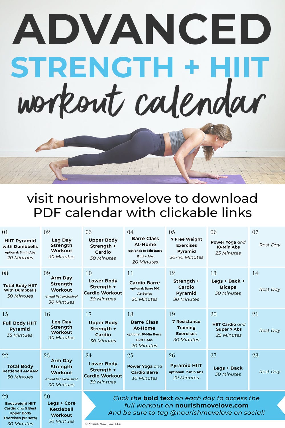 30 day printable workout schedule 64