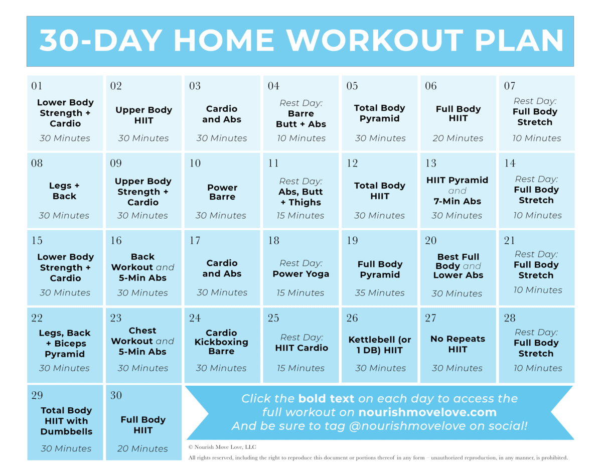 30 day printable workout schedule 68