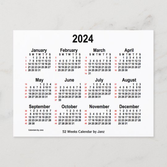 52 week numbered calendar 2024 11