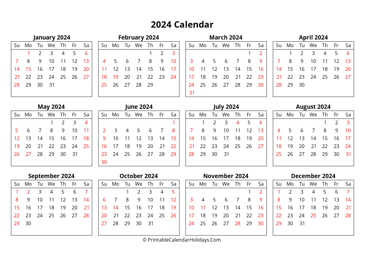 52 week numbered calendar 2024 13