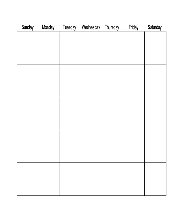 7 day blank calendar printable 2