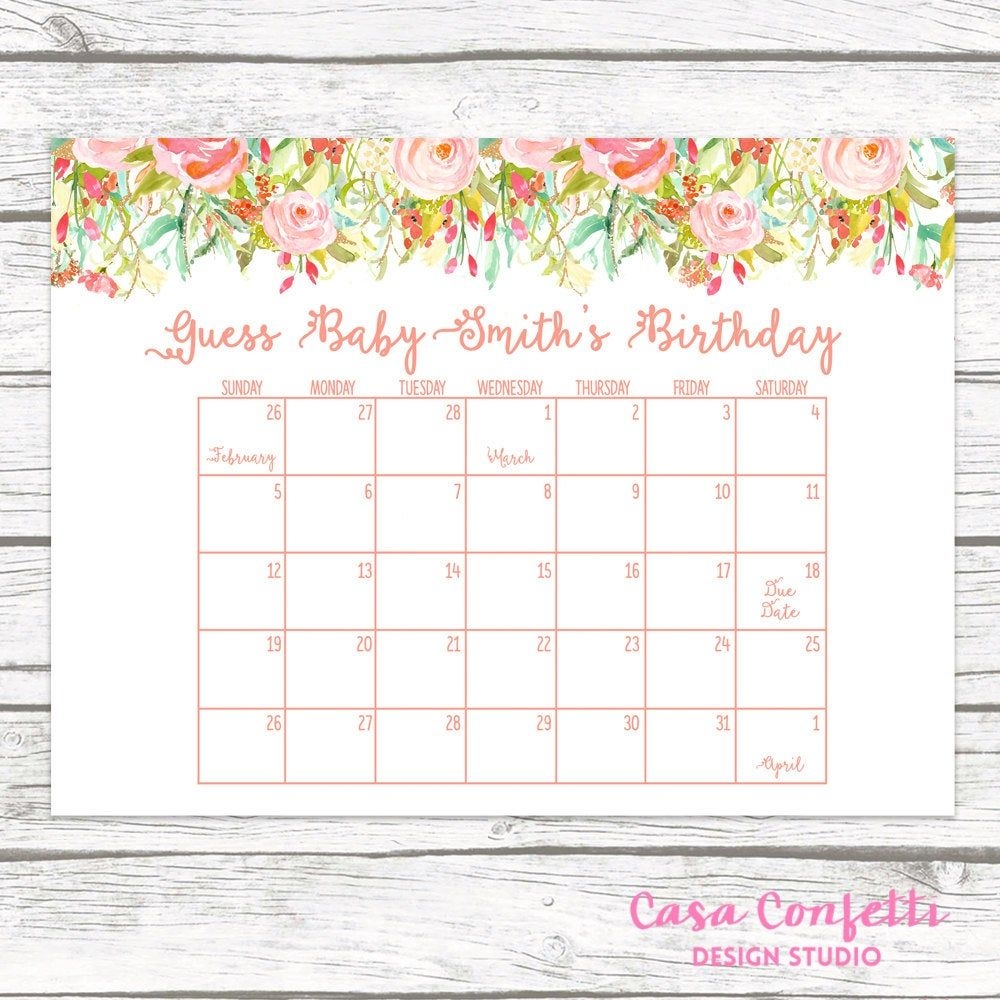 baby calendar free guess 31