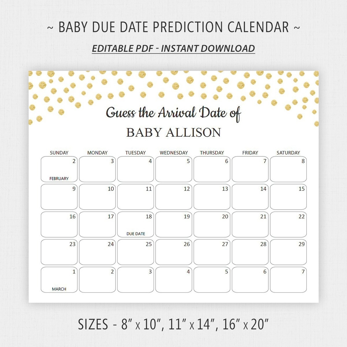 baby calendar free guess 50