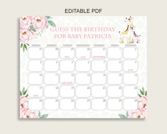 baby calendar free guess 92