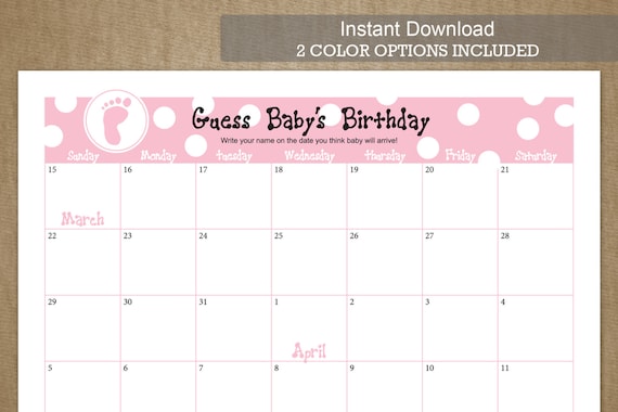 baby calendar free guess 97