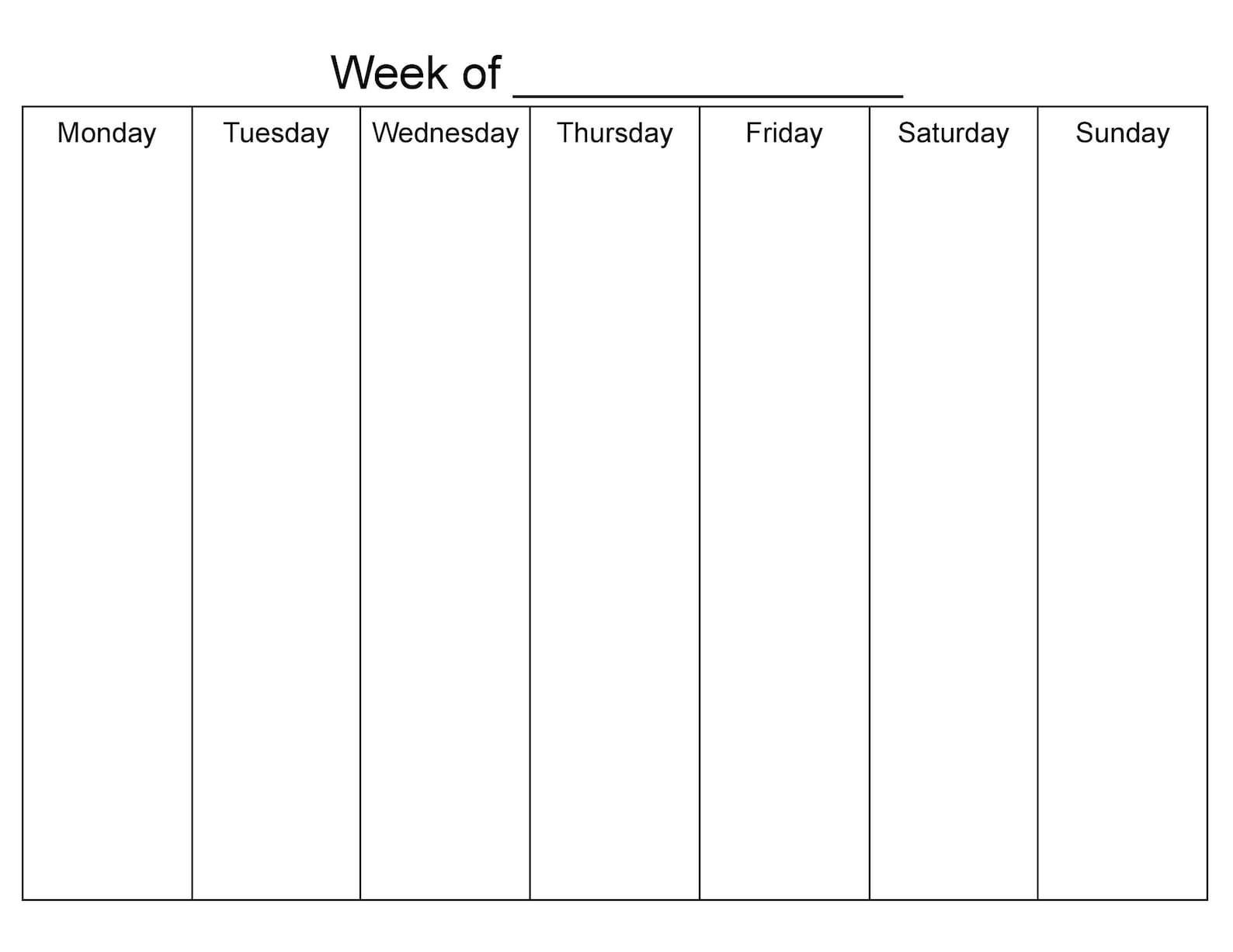 blank 7 day calendar template 13