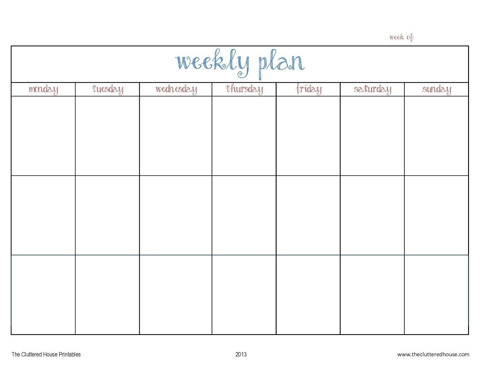 blank 7 day calendar template 18