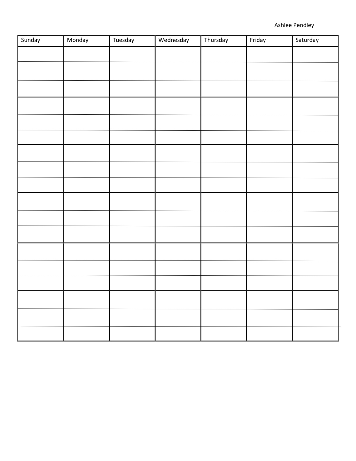 blank 7 day calendar template 29