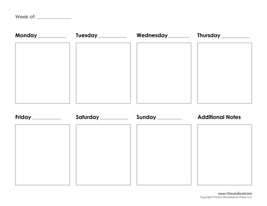 blank 7 day calendar template 45