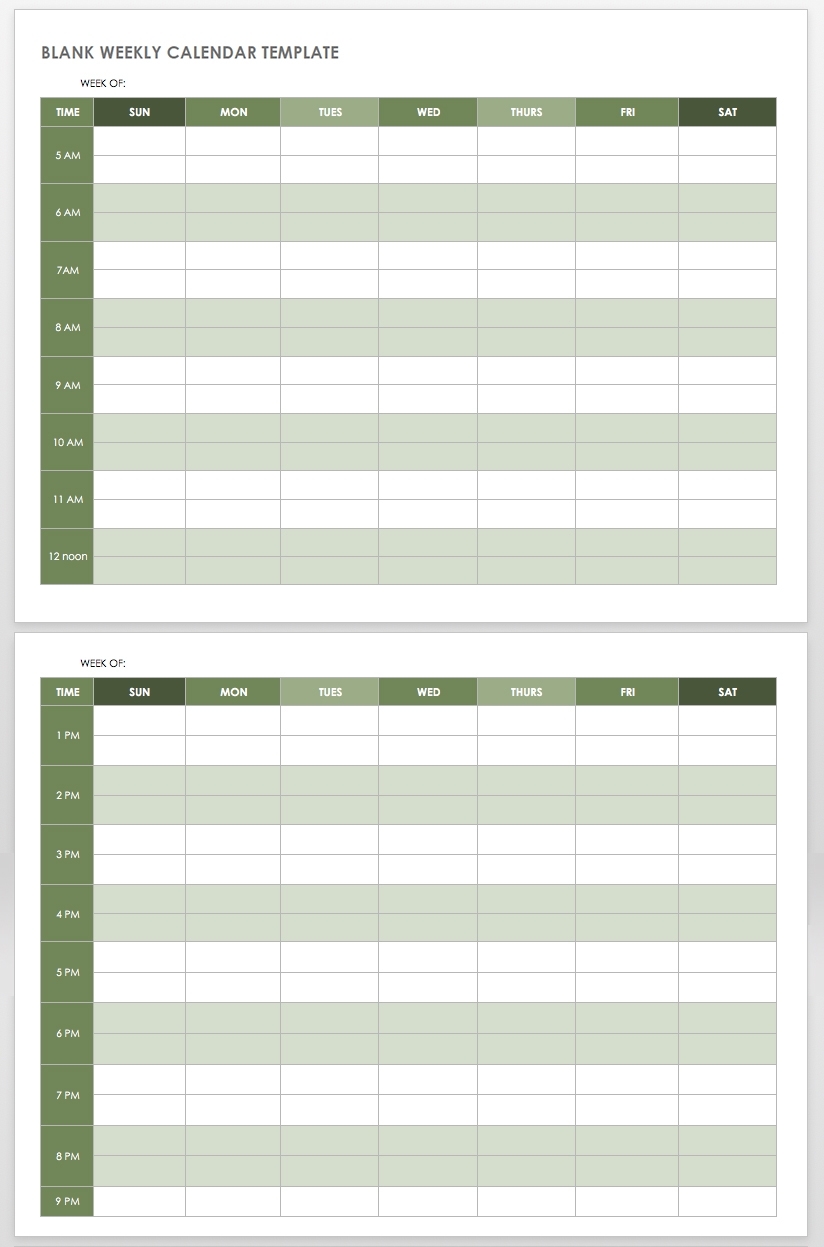 blank 7 day calendar template 59