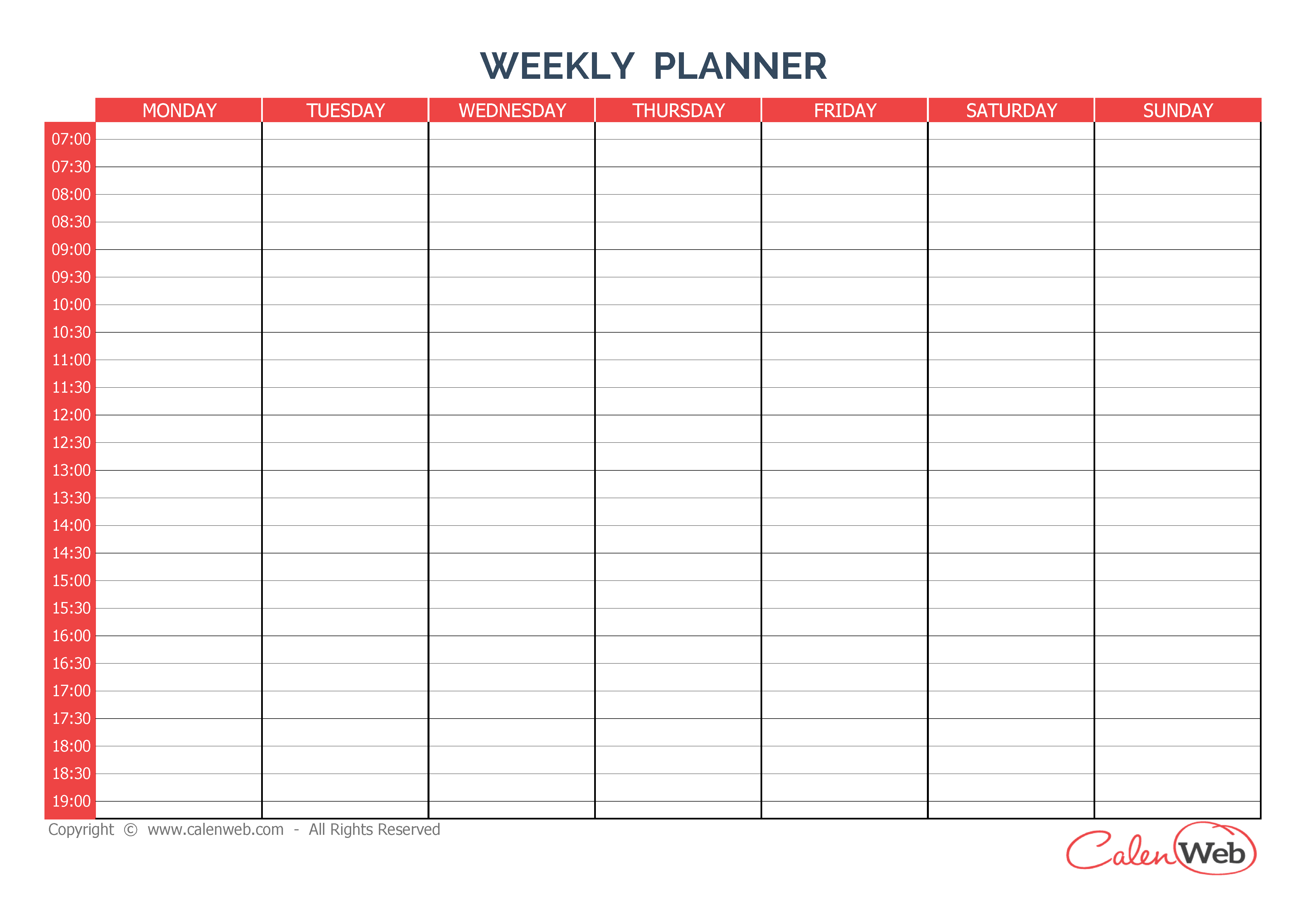 blank 7 day calendar template 7