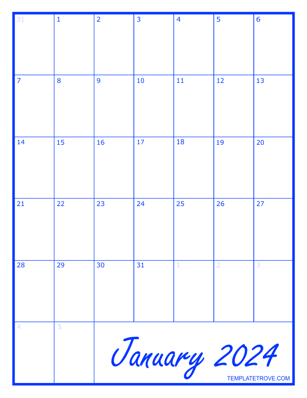 blank monthly calendar page without the year 22