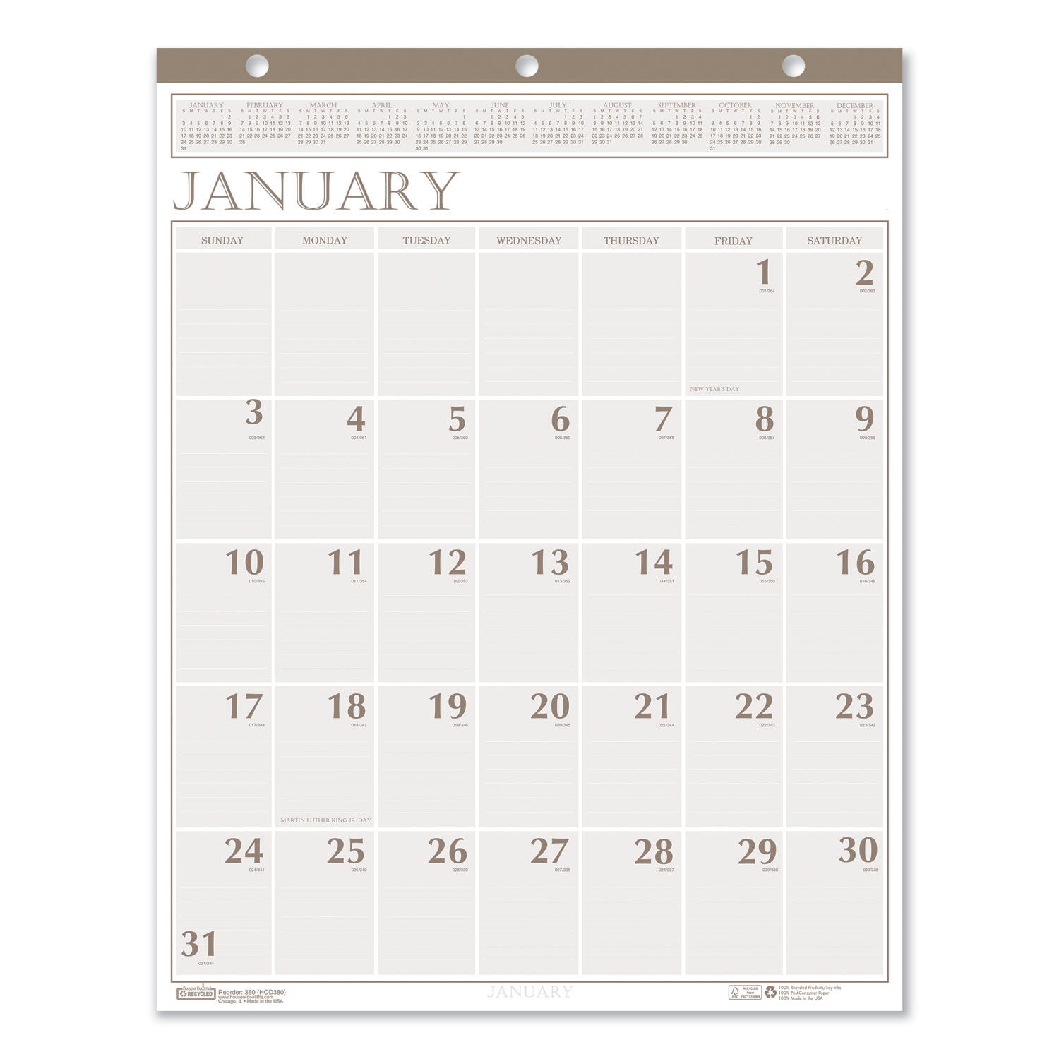 blank monthly calendar page without the year 24