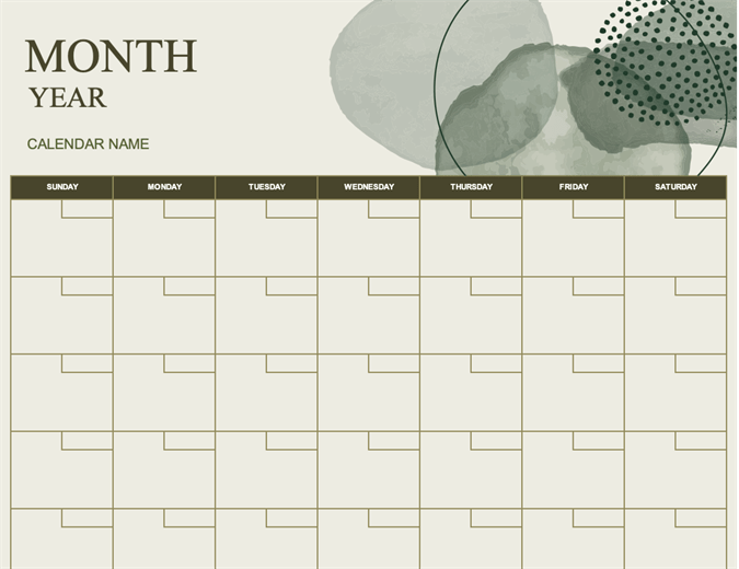 blank monthly calendar page without the year 30