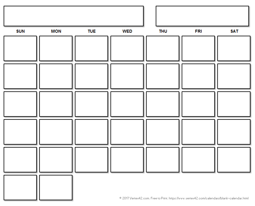 blank monthly calendar page without the year 33