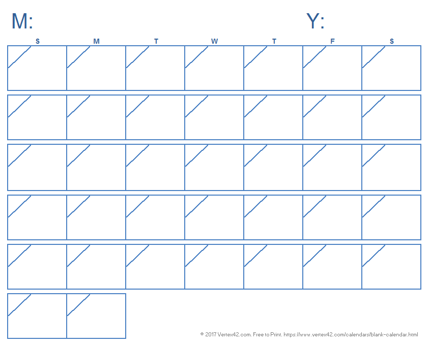 blank monthly calendar page without the year 47