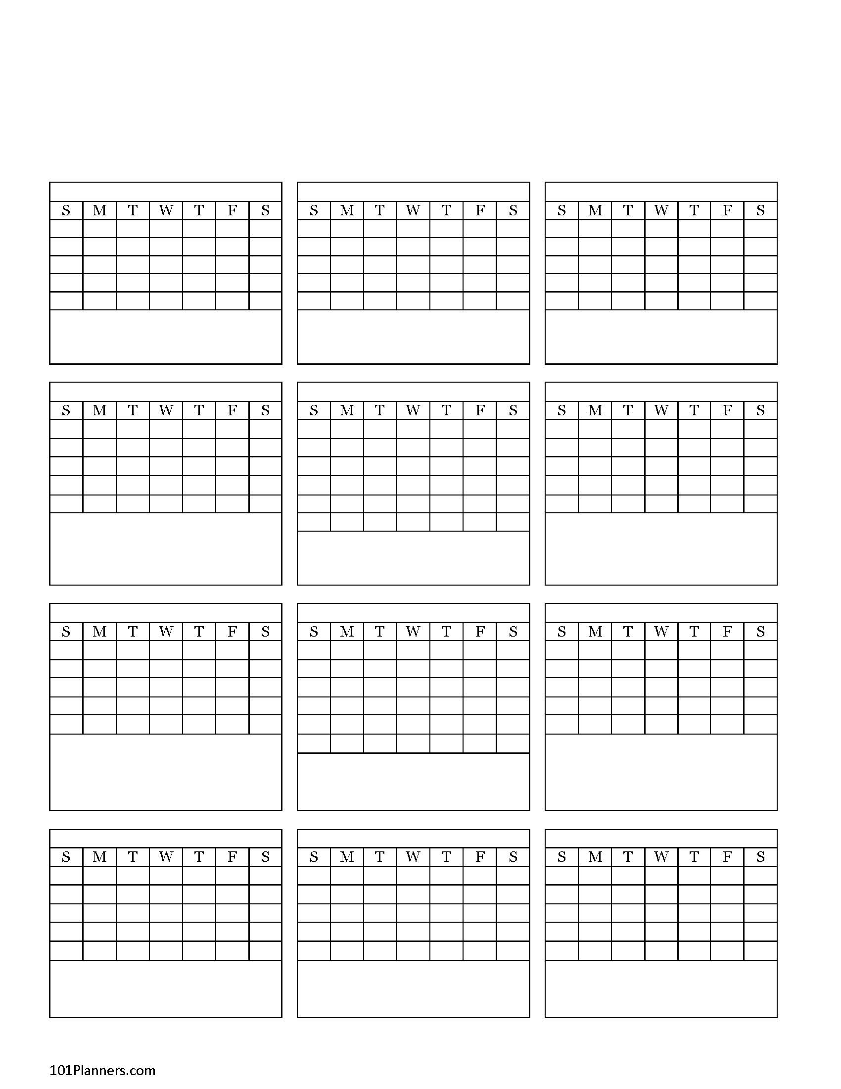 blank monthly calendar page without the year 62