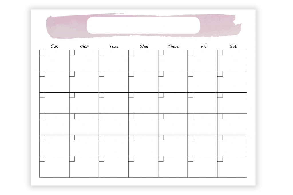 blank monthly calendar page without the year 67