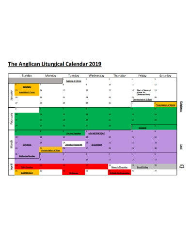 church calendar template free 12