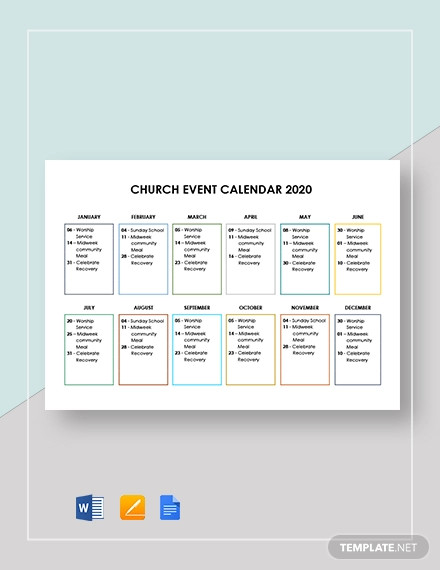 church calendar template free 36
