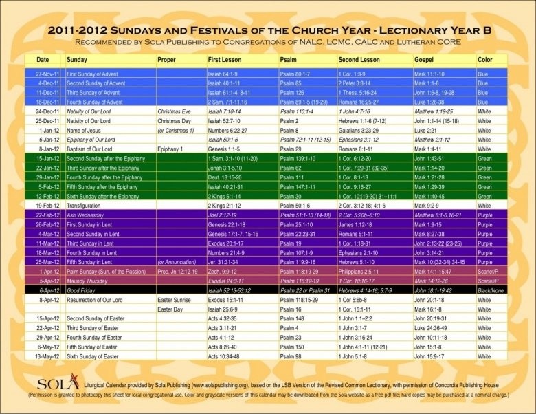 church calendar template free 57
