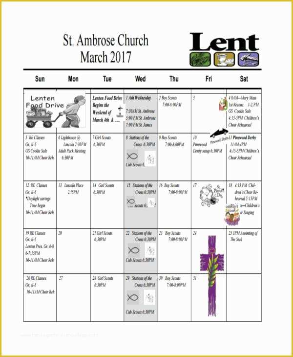 church calendar template free 63