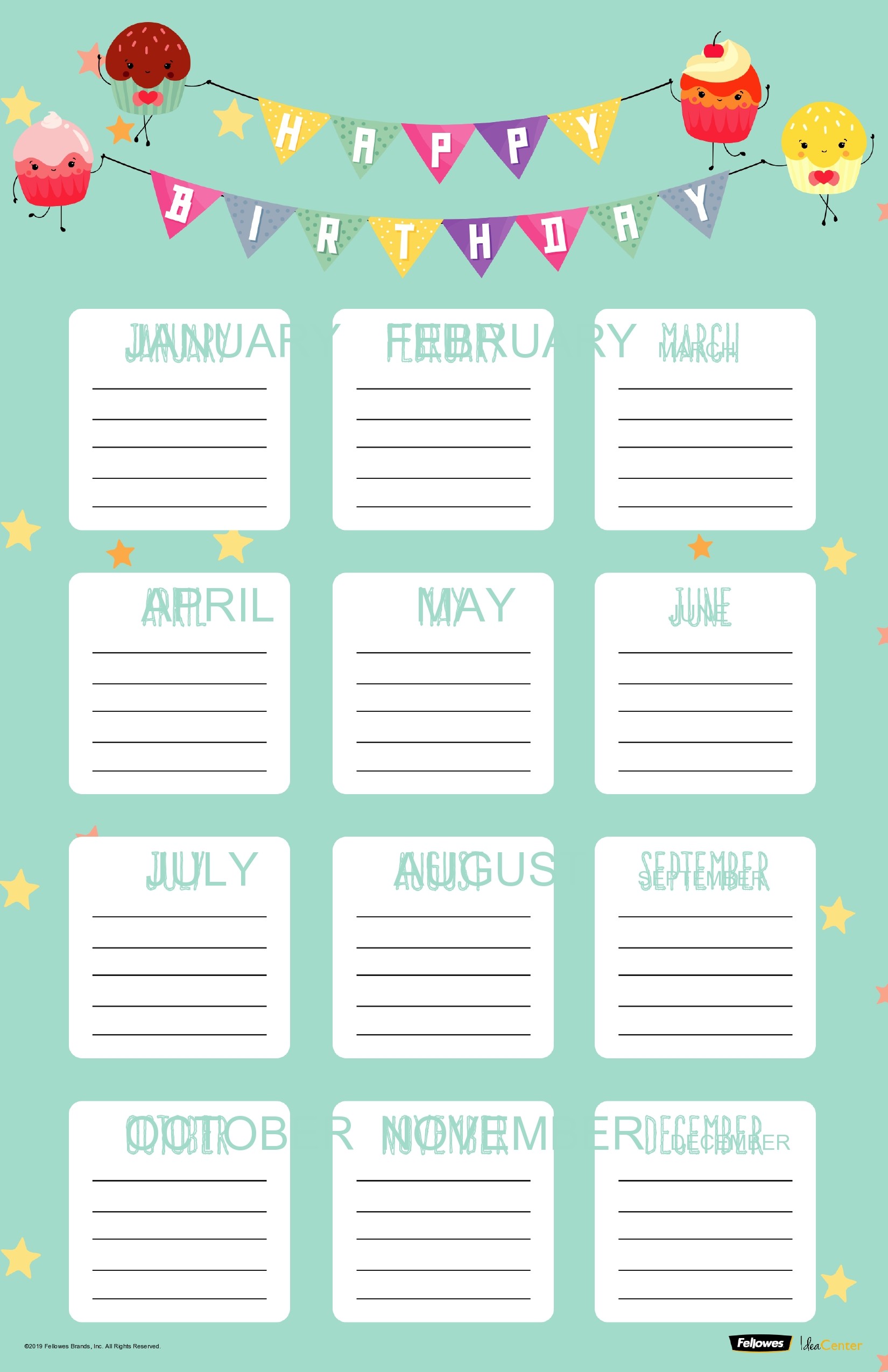 editable birthday calendar template free 1