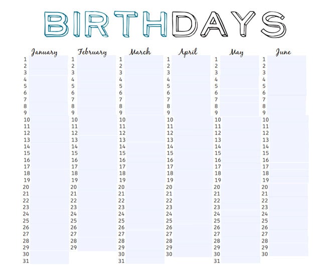 editable birthday calendar template free 14