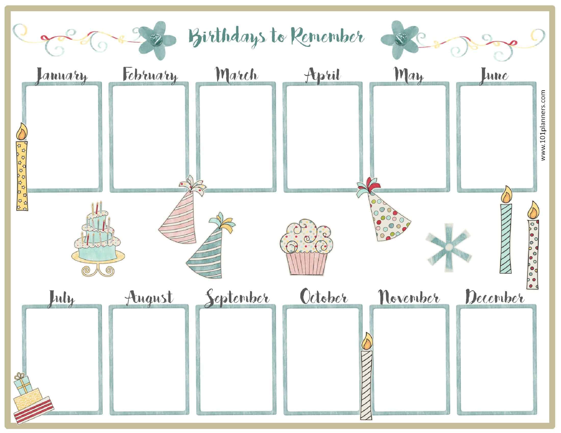 editable birthday calendar template free 2