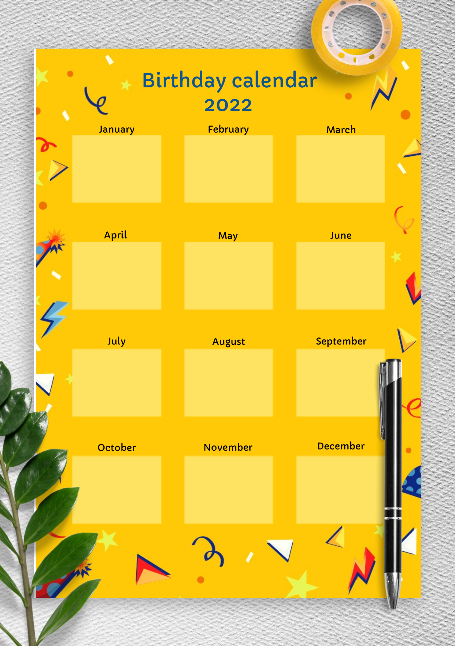 editable birthday calendar template free 24