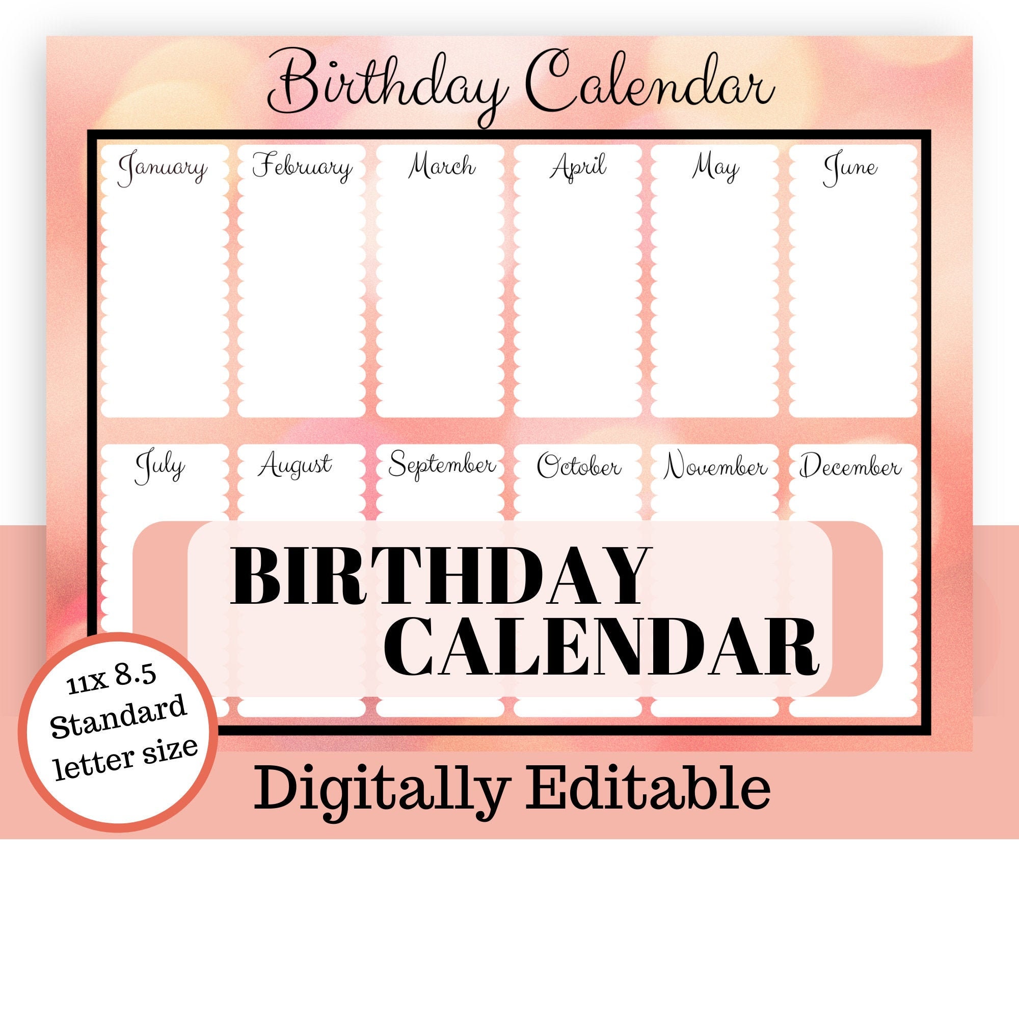 editable birthday calendar template free 28