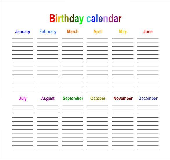 editable birthday calendar template free 32