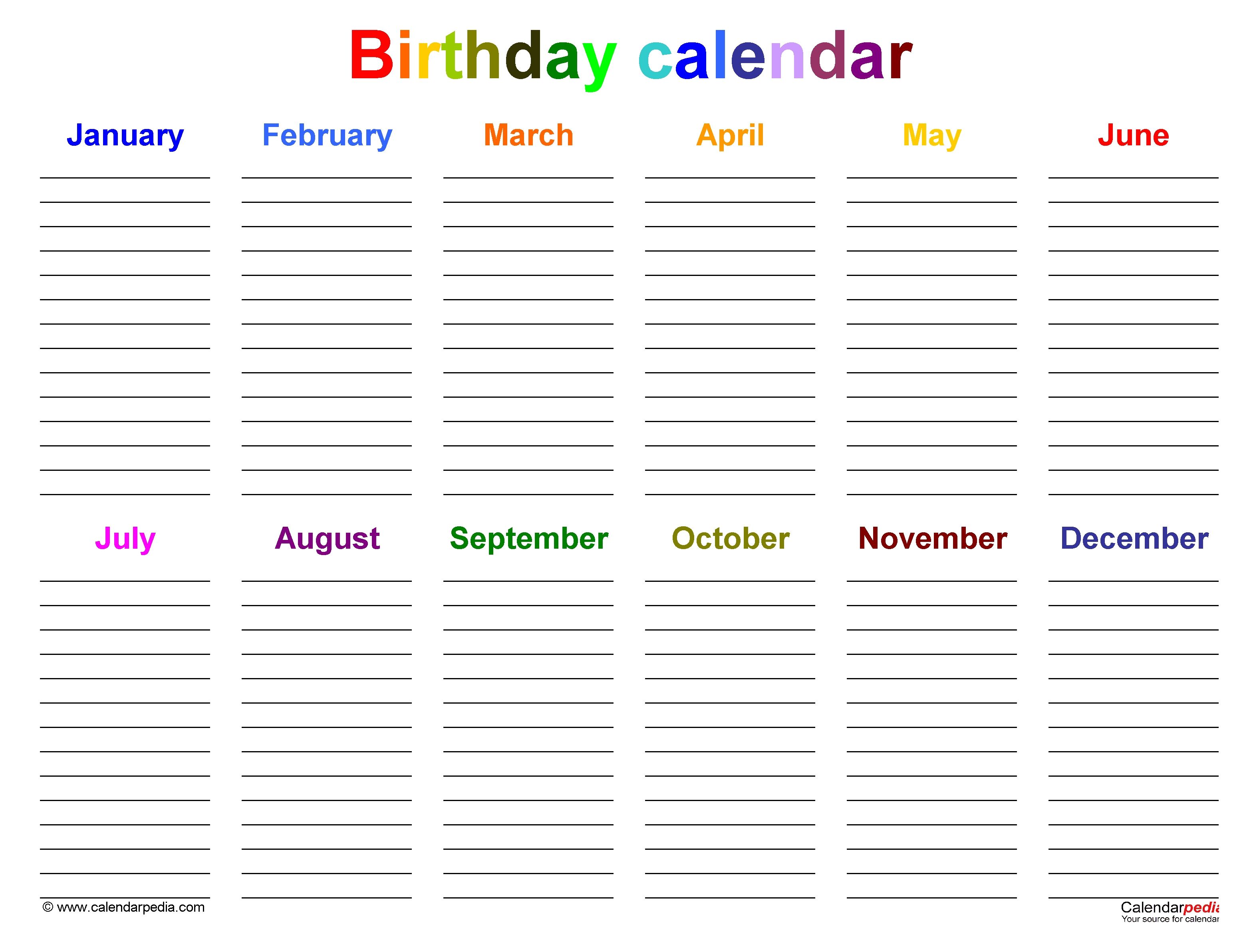 editable birthday calendar template free 41
