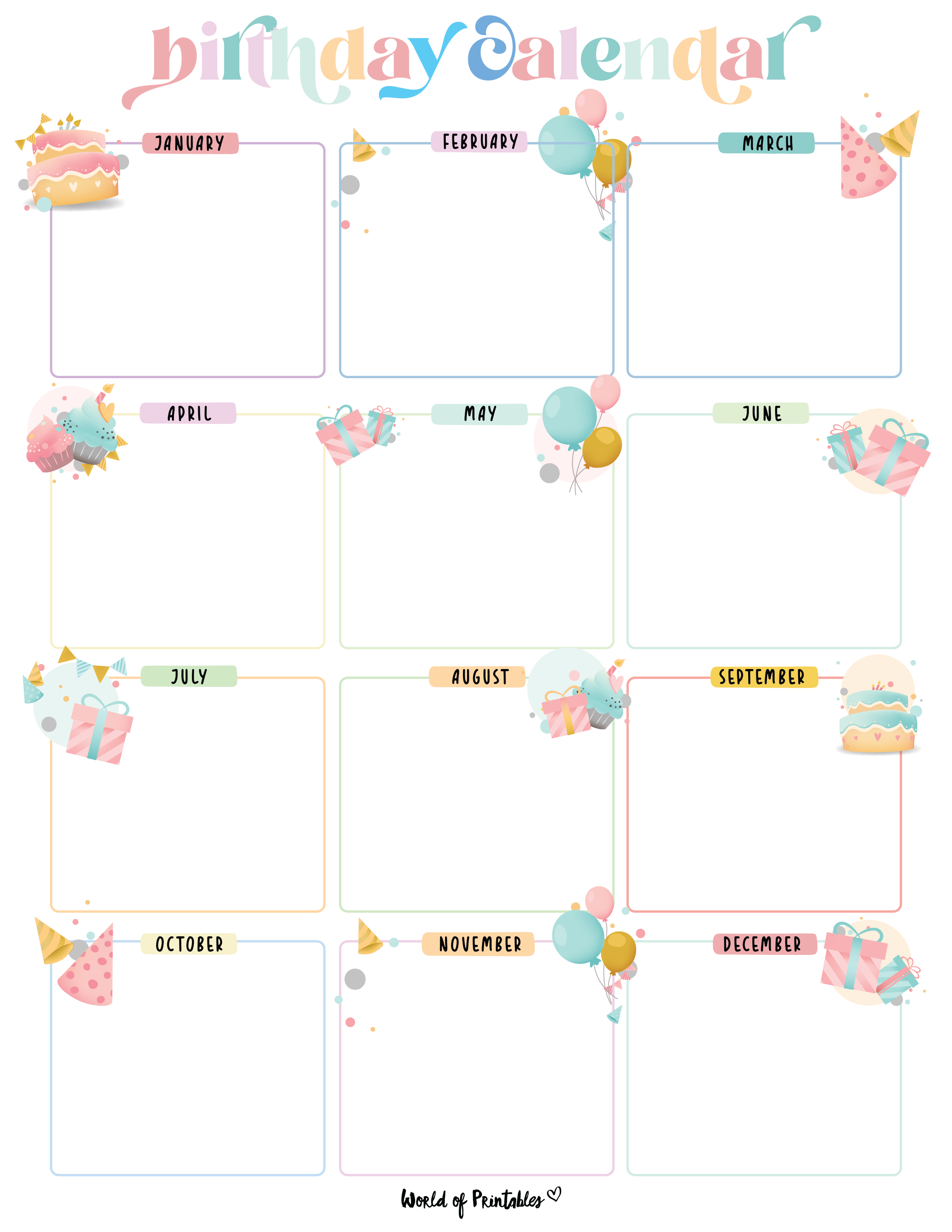 editable birthday calendar template free 5