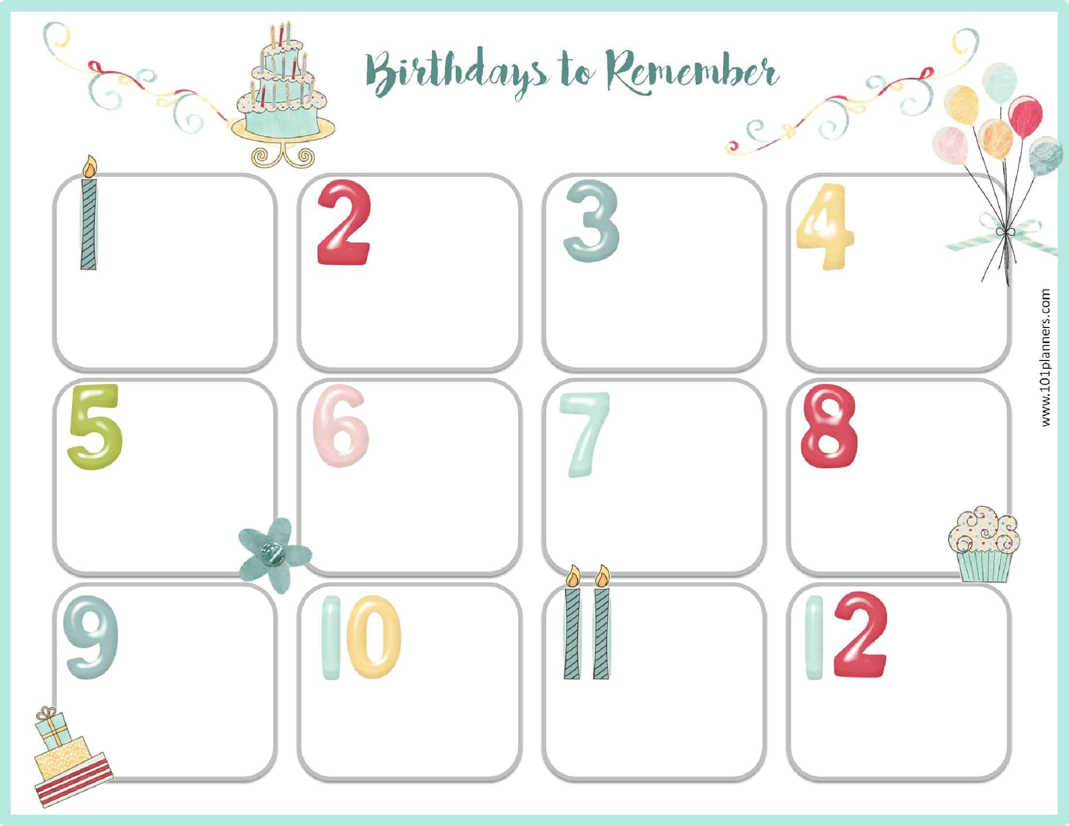 editable birthday calendar template free 6