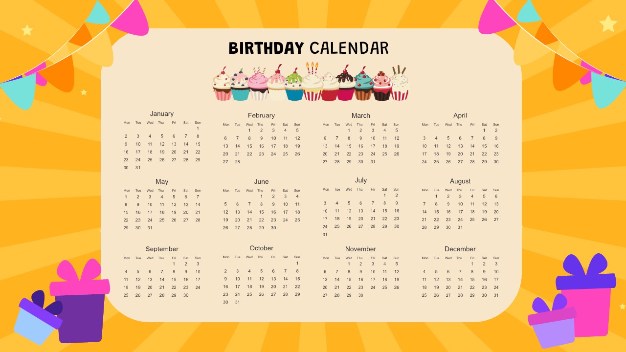 free calendar template for birthdays 2
