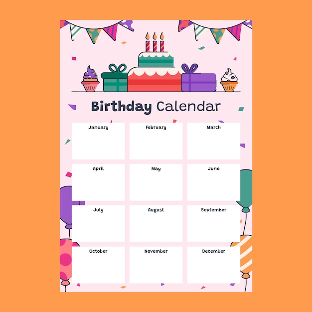 free calendar template for birthdays 33