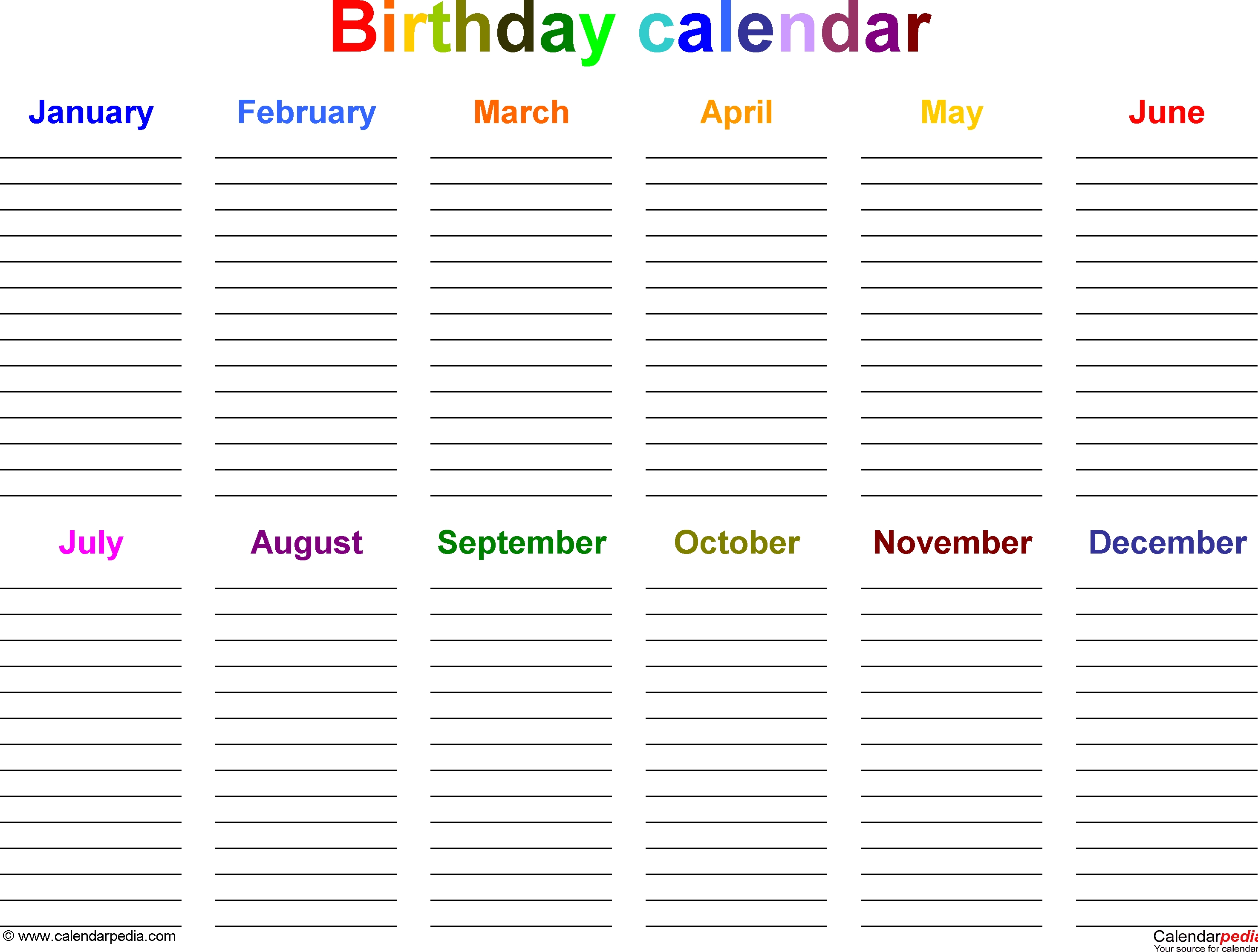 free calendar template for birthdays 62