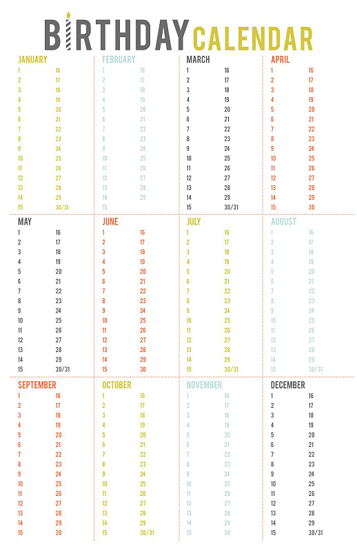 free calendar template for birthdays 64